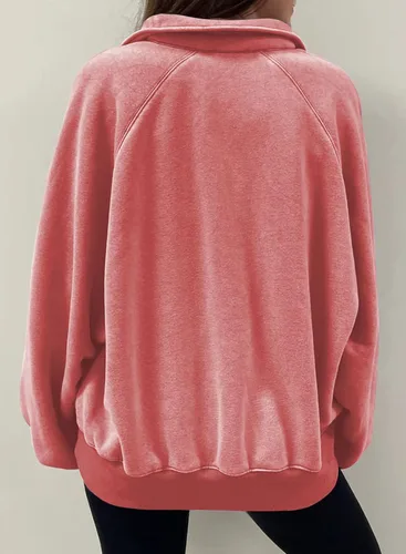 Vista 2 de Dokotoo Sudaderas de gran tamaño con cuello de botón para mujer, manga de farol, holgadas, para mujer