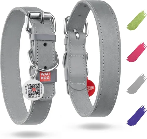 Vista 13 de WAUDOG Collar de cuero de larga duración para perros grandes, medianos y Negro