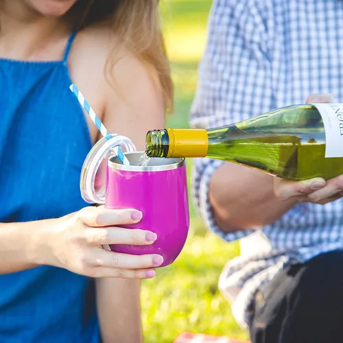 Vista 7 de Vaso de vino Maars Bev sin soporte de con paredes dobles aislantes al vacío de acero inoxidable de 12 onzas, Fucsia