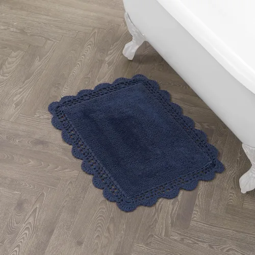 Vista 15 de Laura Ashley Alfombra de baño de algodón de ganchillo 17x24 in, Aqua