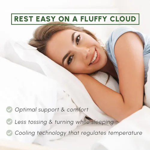 Vista 5 de Elegant Comfort Juego de 2 almohadas de cama de calidad hotelera – Acolchado de plumón de ganso alternativo de densidad media firme – Almohadas