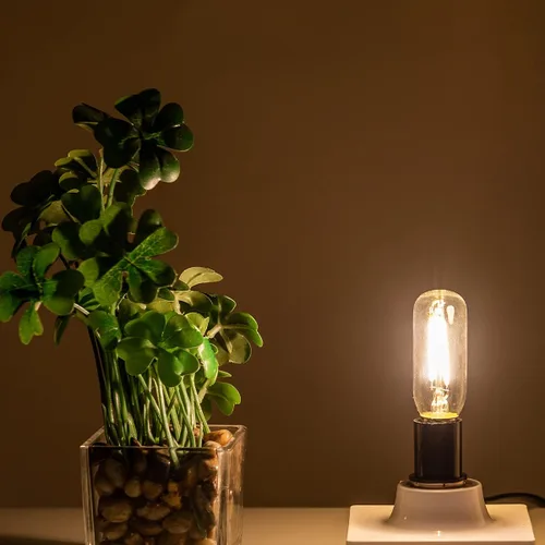 Vista 5 de Beonllay Bombillas LED T6 regulables de 25 W, bombillas de candelabro de 3000 K, blanco suave, transparente, vintage, 2 W, E12, filamento LED Edison