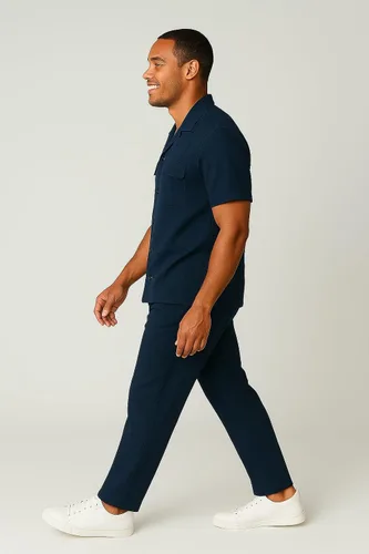 Vista 5 de STACY ADAMS Conjunto de camisa y pantalón de lino para hombre