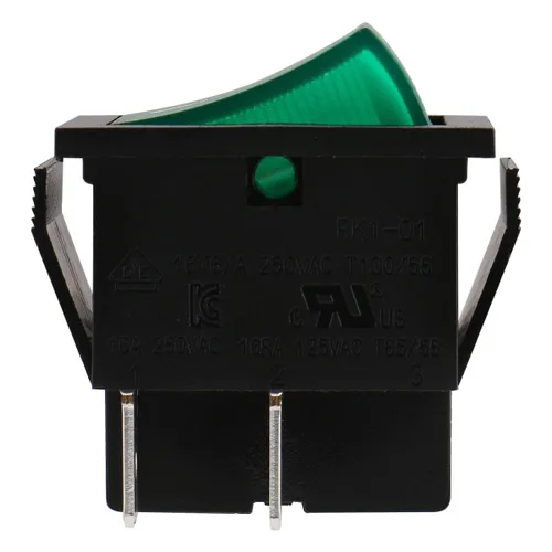 Vista 2 de BAOMAIN Interruptor basculante DPST, encendido/apagado de 4 pines, 16 A, 250 V CA, interruptor de alimentación iluminado con LED verde, reconocido