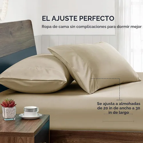 Vista 4 de FreshCulture Fundas de Almohada Beige Tamaño Queen Paquete de 2 - Juego de Fundas de Almohada - Cierre de Sobre - Tela de Microfibra Cepillada Suave