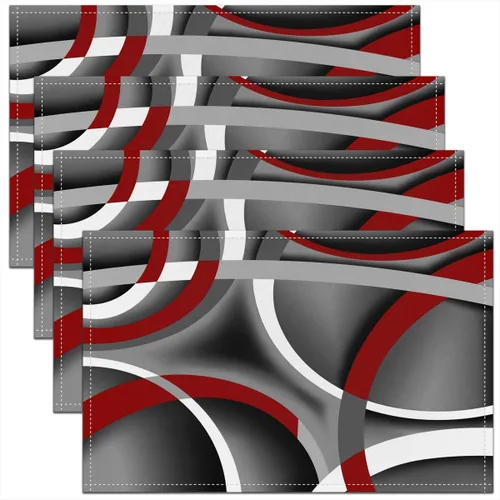 Vista 18 de Modern Circles - Juego de 4 manteles individuales de 12 x 18 pulgadas, patrón geométrico abstracto, decorativo, para niños, adolescentes y adultos