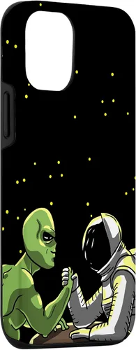 Vista 3 de Carcasa divertida para iPhone 14 Alien And Astronaut Arm Wrestling