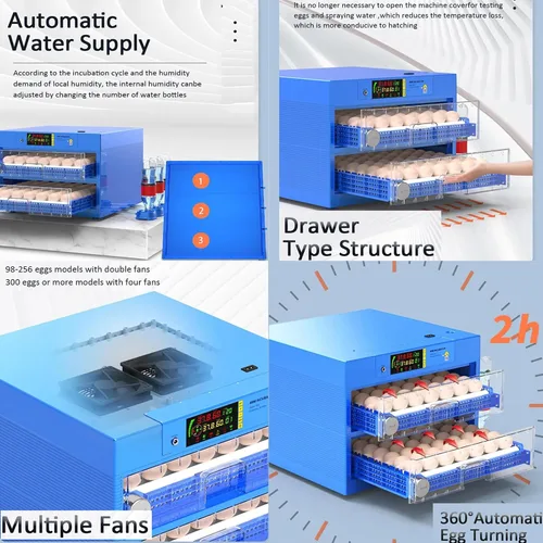 Vista 3 de Eggs Automatic Egg Incubator,Egg Incubator with Automatic Egg Turning, Humidity Control, Temperature Control, Incubators for Hatching Chicken, Duck