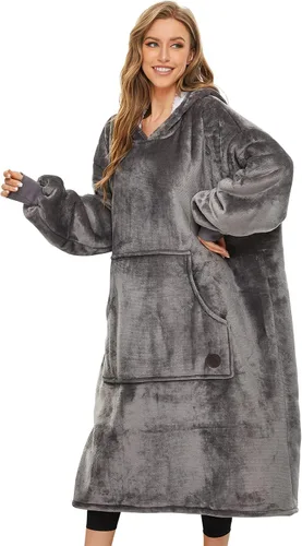 Vista 33 de THREE POODLE - Manta con capucha portátil para mujeres, sudadera con capucha de sherpa de gran tamaño para adultos hombres, mantas con capucha