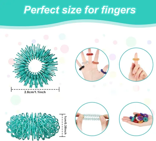 Vista 3 de Nuogo - 200 anillos de acupresión para aliviar el estrés, juguetes sensoriales para aliviar la ansiedad, reductor de estrés para hombres, mujeres