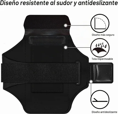 Vista 6 de Brazalete para iPhone 17 Pro Max/16 Pro Max/16 Plus/15 Pro Max/15 Plus/iPhone 14, 13, 12, 11 Pro Max/XS Max, resistente al agua con ranura de Negro