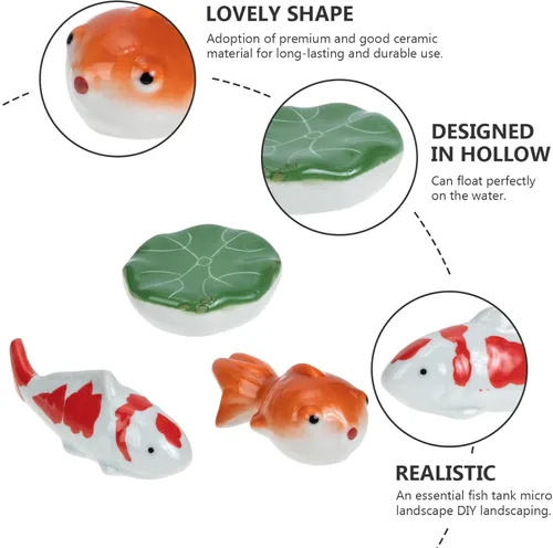 Vista 2 de Sewroro 3 piezas de bola de cerámica flotador de pecera, peces de acuario artificiales, decoración de acuario, adorno flotante de animales marinos