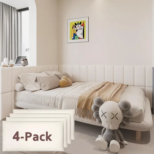 Vista 11 de YU LI 3DH 3D Almohadillas de pared anticolisión para niños, autoadhesivas, 4 piezas, paneles de cabecero en negro para pared, cabecero despegar