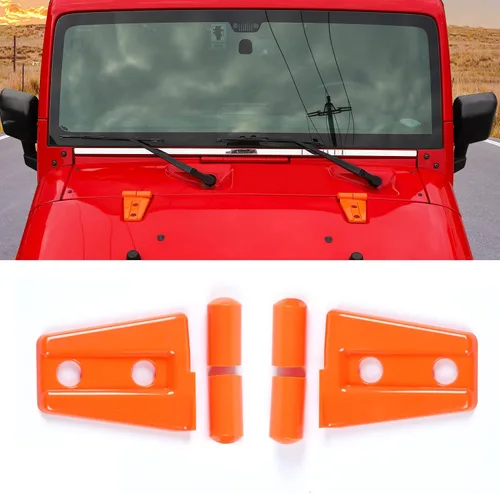 Vista 9 de Kit de moldura de cubierta de bisagra de capó 2 piezas para Jeep Wrangler JK JKU 2007-2018 (verde)