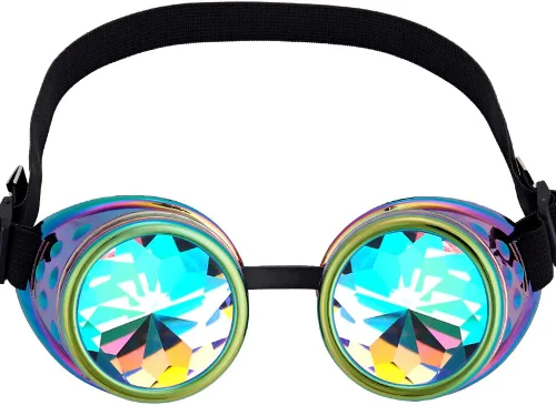 Vista 43 de Gafas caleidoscopio para raves trippy psicodélico steampunk con lentes de cristal de difracción de prisma arcoíris
