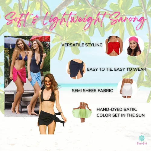 Vista 2 de SHU-SHI Traje de baño para mujer, pareo, falda de playa, pareo corto