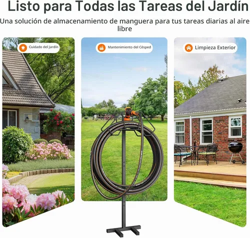 Vista 7 de Giraffe Tools Soporte para manguera de jardín con 4 picos con capacidad