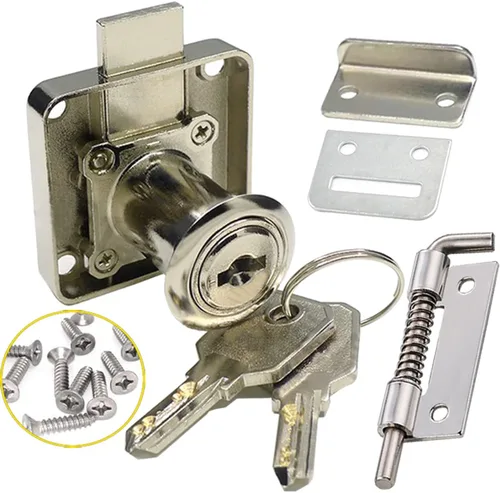 Vista 8 de Cerradura de seguridad pesada para armario con llaves (con llave similar), puerta doble individual, uso general, se adapta a paneles de madera