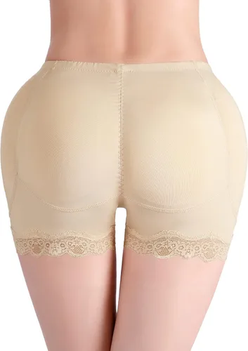 Vista 5 de Aivtalk Ropa interior acolchada de cintura alta con levantamiento de glúteos para mujer, ropa interior sin costuras, con encaje y control firme