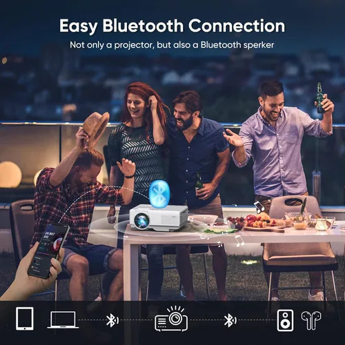 Vista 5 de 【Netflix Oficialmente】NISOO Proyector Inteligente con WiFi y Bluetooth, Mini Proyector de Películas con Aplicaciones Integradas, Proyector 1080P