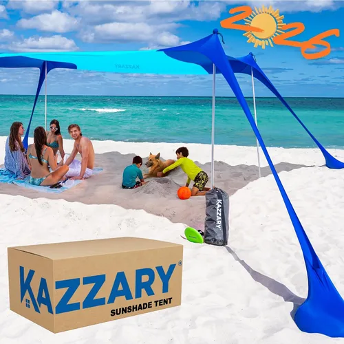 Vista 13 de Tienda de campaña de playa UPF50+ con bolsas de arena, 4 postes de estabilidad, clavijas de tierra, pala de arena de disco volador, refugio ligero