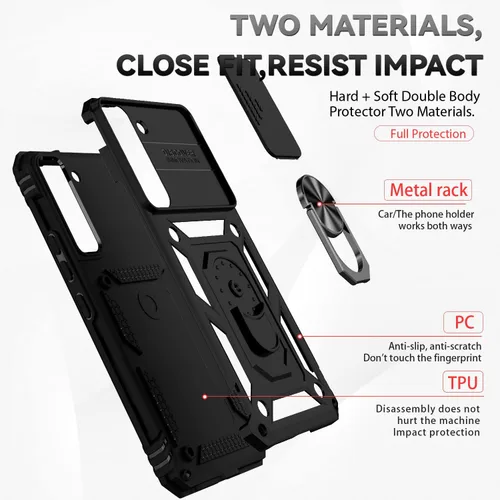 Vista 8 de Funda para Samsung Galaxy S22 con cubierta para lente de cámara, protector de pantalla HD, doble capa de grado militar, probada contra caídas