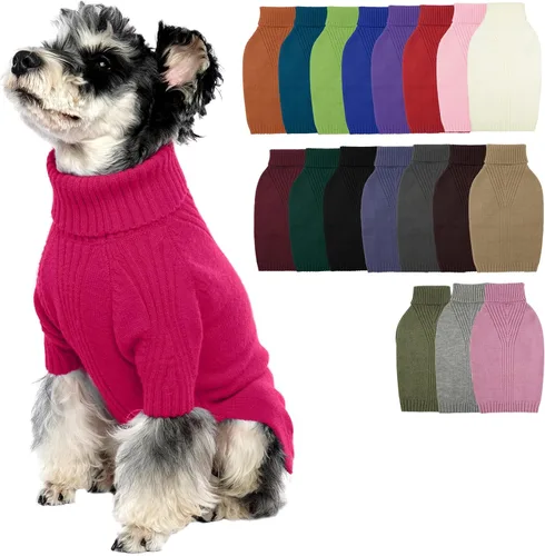 Vista 45 de IECOii Suéter de perro salchicha de cuello alto para perros pequeños, medianos y hembras, elástico y transpirable, abrigo de punto cálido, para Negro