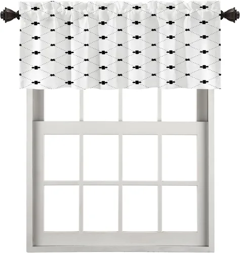 Vista 172 de Cortinas opacas de poliéster multicapa para cafetería, con diseño de diamantes, 2 unidades, 26 x 24 pulgadas