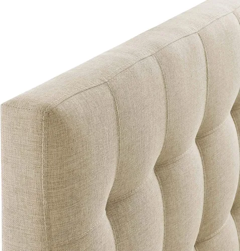 Vista 7 de Modway Lily Cabecero doble tapizado de tela de lino con botones en beige