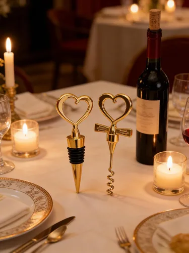 Vista 3 de BetterJonny - Paquete de 2 tapones para botellas de vino de acero inoxidable con forma de corazón, abridor de botellas y abrebotellas con caja