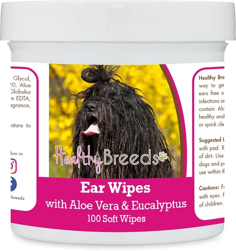 Vista 65 de Healthy Breeds Affenpinscher Toallitas de limpieza de oídos con aloe y eucalipto para perros, 100