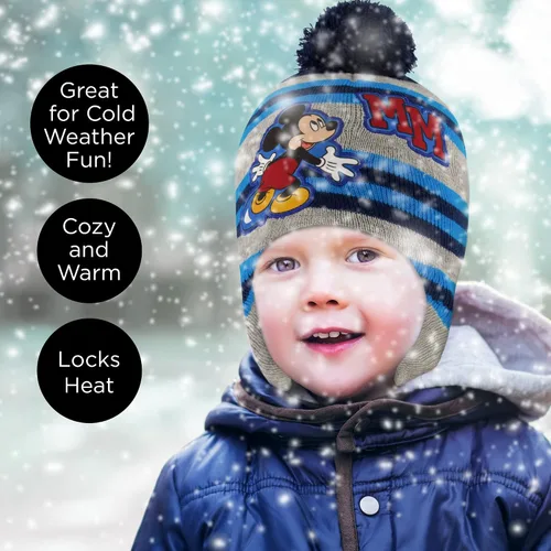 Vista 7 de Disney boys Winter Hat and Mitten Set, Mickey Mouse Toddler Beanie for Ages 2-4