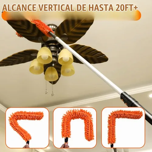 Vista 7 de LAANPOLE Limpiador de ventilador de techo de alcance de 26 pies, kit de limpiador de aspas de ventilador con poste de extensión de 5 a 20 pies