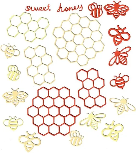 Vista 5 de 2 troqueles de corte Honeycom, 5 piezas de abejas dulce miel troqueladas de metal para plantillas de plantillas para tarjetas de álbumes de recortes