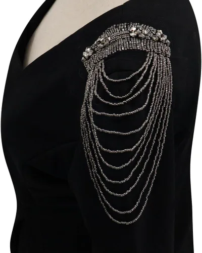 Vista 5 de Epaulet Kpop rebordear borla borla traje traje chaqueta hombro insignias charreteras artesanía picos broche 2 piezas