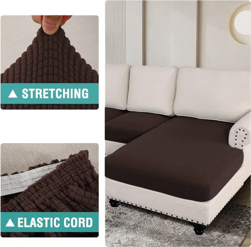 Vista 5 de Fundas para sofá de 3/4 piezas, fundas para sofá en forma de L para sofá seccional, elásticas, más gruesas, de jacquard separado, funda para sofá #1
