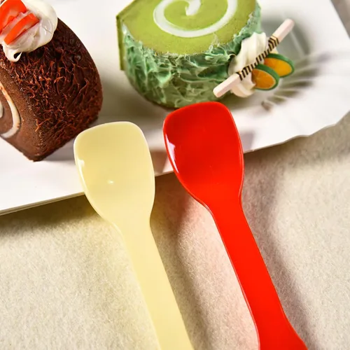 Vista 5 de 100 cucharas de helado, cuchara desechable para pastel, cuchara de pudín de yogur de plástico, color negro