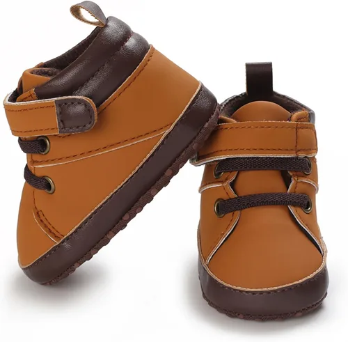 Vista 5 de SOFMUO Zapatos deportivos para bebés, niños y niñas, de piel sintética, antideslizantes, suela de goma suave, botines de vestir para niños pequeños