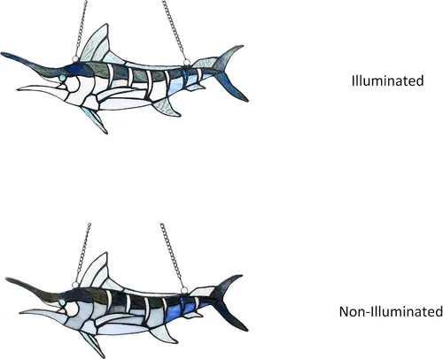Vista 4 de Chloe Lighting Swordfish Animal-Style - Panel de ventana de 16 pulgadas de ancho, multicolor