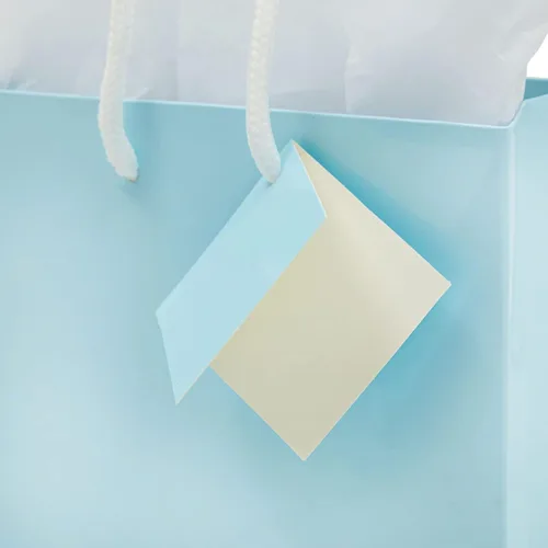Vista 3 de BLUE PANDA Paquete de 20 bolsas de regalo pequeñas de papel con asas, bolsas de regalo de 5.5 x 2.5 x 7.9 pulgadas con 20 hojas de papel de seda