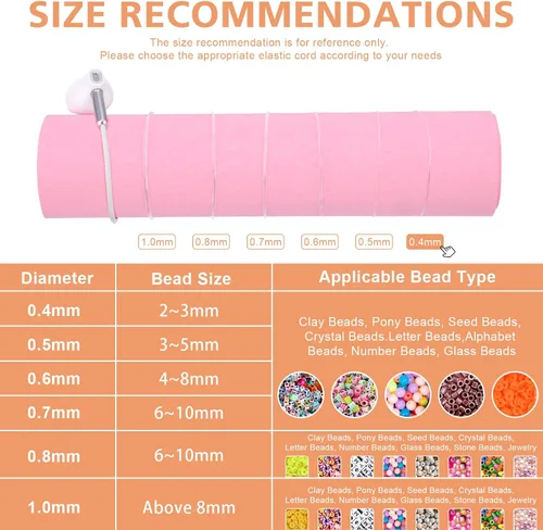 Vista 6 de UOOU 4 rollos de cuerda de pulsera de 0.016 in, cuerda elástica para pulseras 60m Stretchy String for Bracelet Making, Clear Beading Thread with