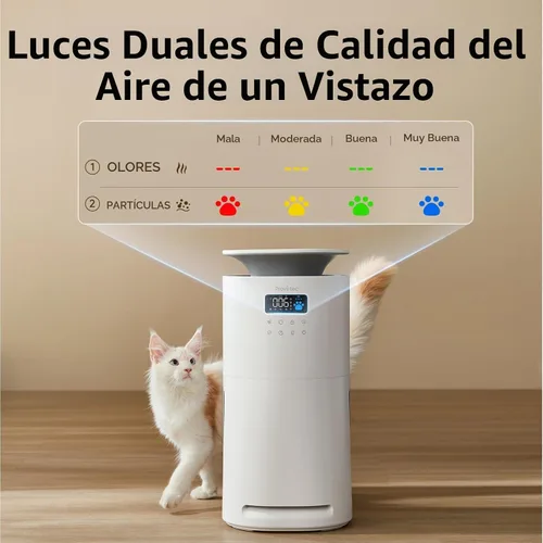 Vista 3 de Provirtec Purificador de aire para mascotas, sensores de olor y PM2.5