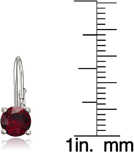 Vista 3 de Aretes cierre catalán de plata de ley con piedra natalicia redonda 6mm