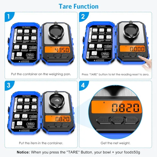 Vista 4 de AMIR Báscula digital de miligramo de 1.76 oz/0.00 oz, báscula portátil de joyería, báscula electrónica de bolsillo de alta precisión, LCD