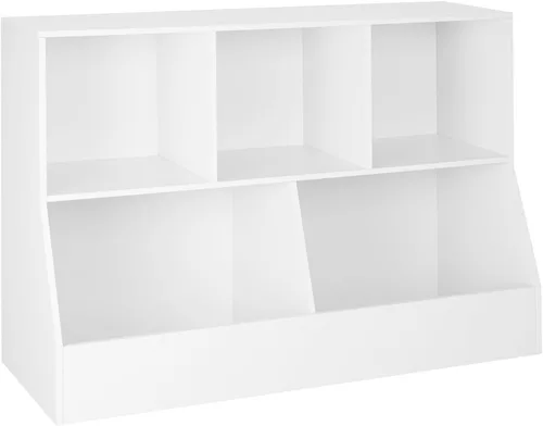 Vista 10 de DINZI LVJ Organizador de almacenamiento para juguetes, estantería para niños, gabinete de almacenamiento de juguetes de madera, estantería