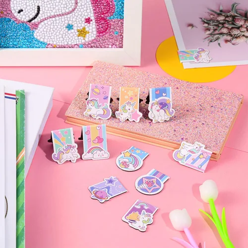 Vista 3 de Containlol 40 marcapáginas magnéticas de unicornio de regalo de regreso a clases, bonitos clips de página, marcadores de página a granel para aula