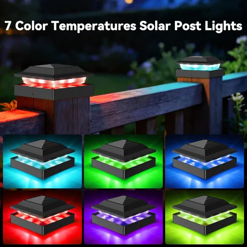 Vista 2 de Solar Post Cap Lights for 4x4 Wood/Vinyl Posts, 12 Pack Black