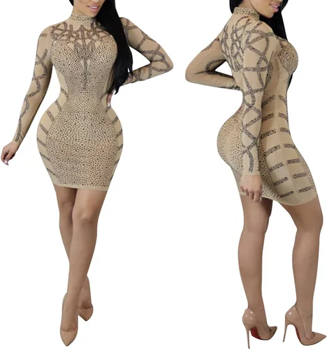 Vista 3 de PORRCEY Vestido sexy para mujer con diamantes