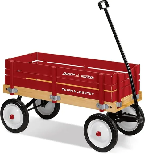 Vista 10 de 32 vagones de acero y madera todo terreno Radio Flyer , Rojo