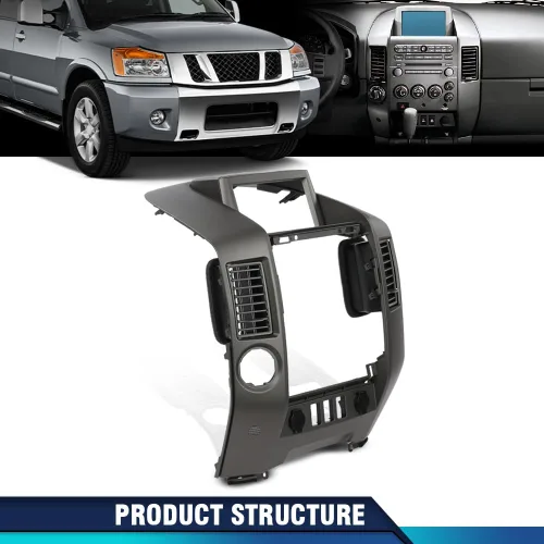 Vista 9 de PIT66 Panel de instrumentos de consola central para tablero de instrumentos, bisel compatible con Nissan Titan SE y XE 2004-2006, Armada SE